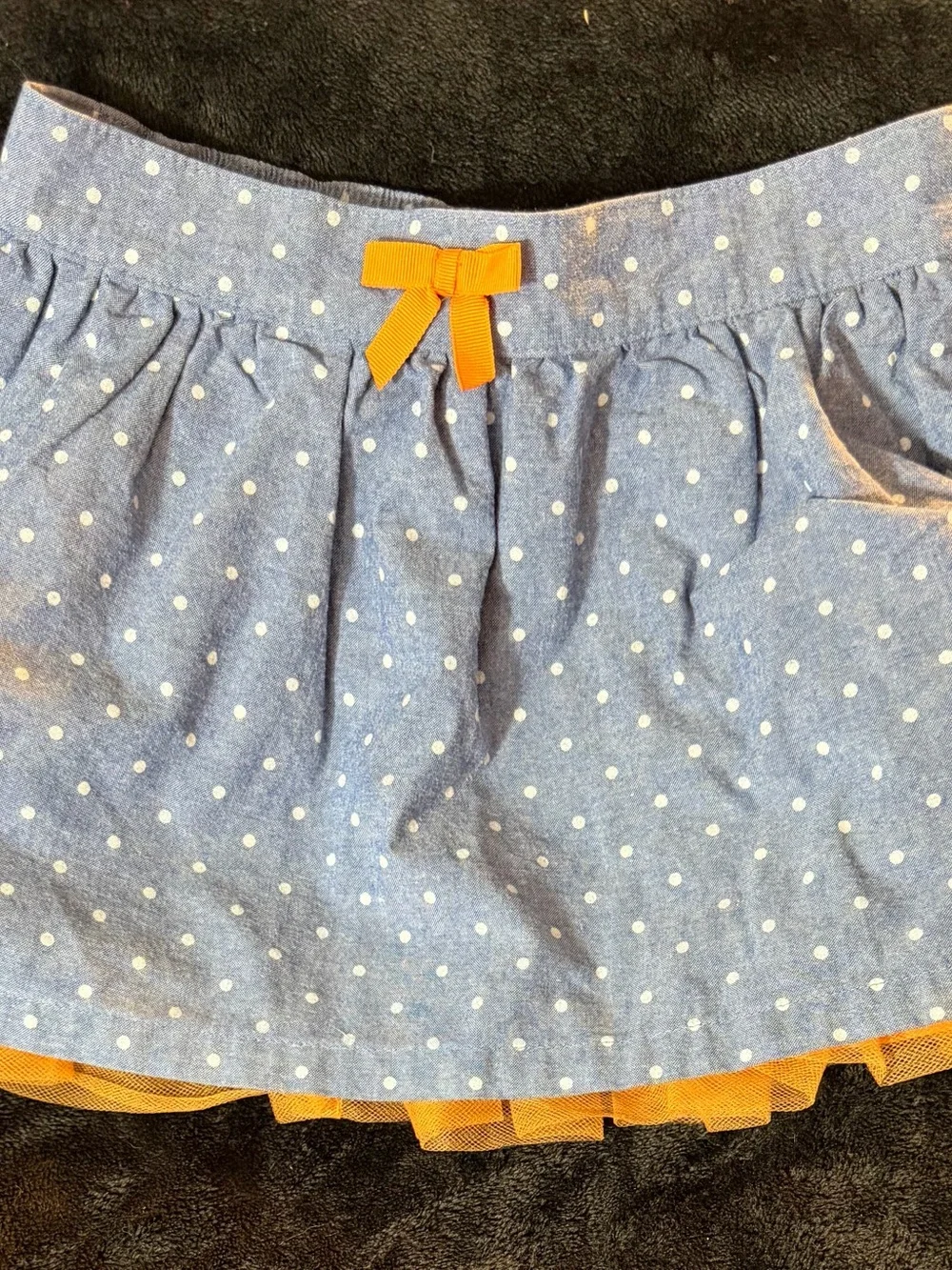 Gymboree Blue Polka Dot Skirt with Orange Bow